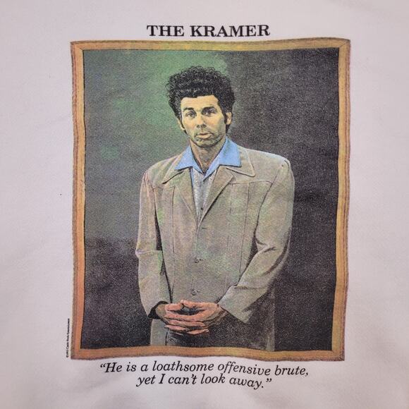VTG 1993 Seinfeld "The Kramer" Sweatshirt Mens L/XL Cropped Boxy Fit USA - Picture 2 of 15